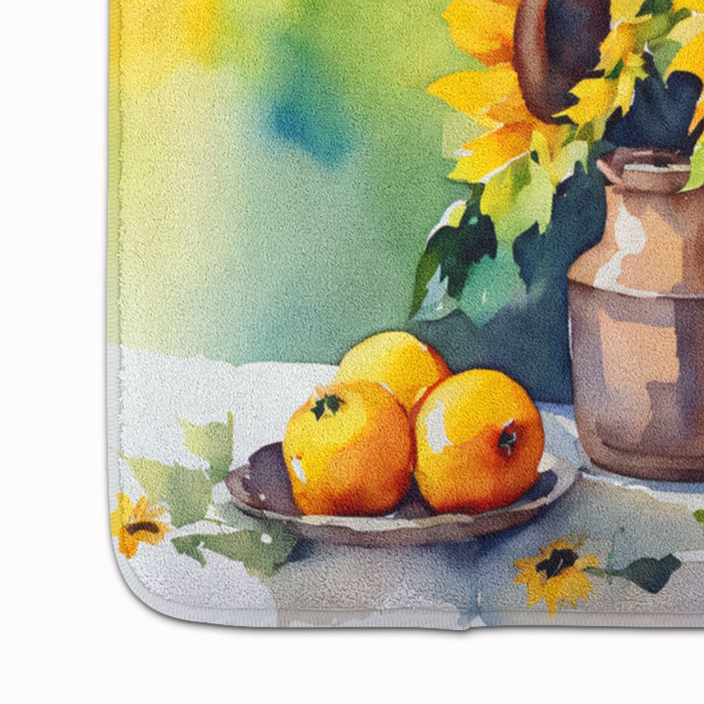 Sunflowers in Watercolor Memory Foam Kitchen Mat Machine Washable Anti-Fatigue Mat Cushion Comfort Bath Mat or Kitchen Rug