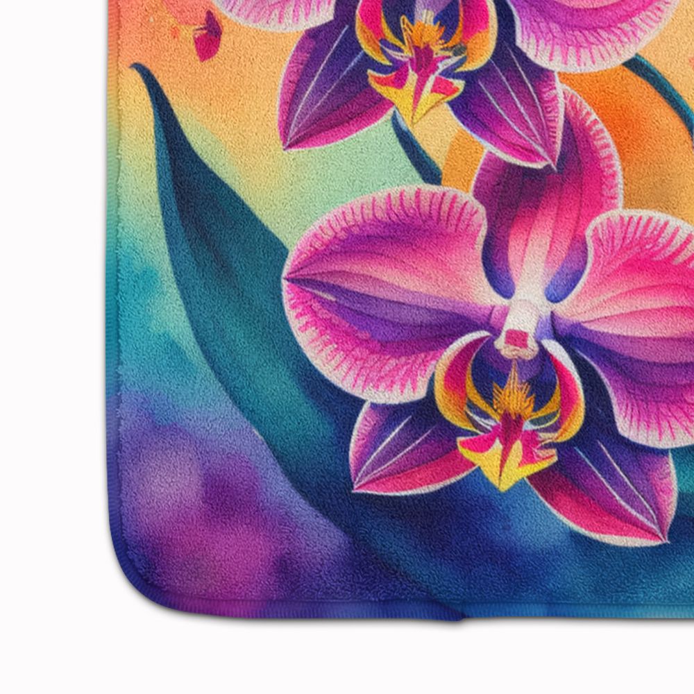 Orchids in Color Memory Foam Kitchen Mat Machine Washable Anti-Fatigue Mat Cushion Comfort Bath Mat or Kitchen Rug