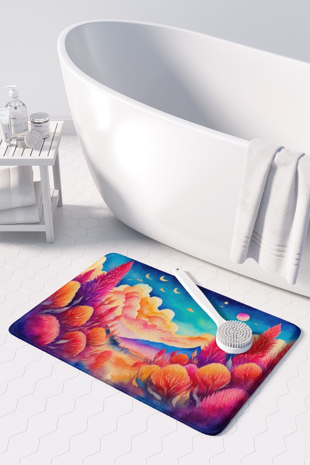 Celosia in Color Memory Foam Kitchen Mat Machine Washable Anti-Fatigue Mat Cushion Comfort Bath Mat or Kitchen Rug