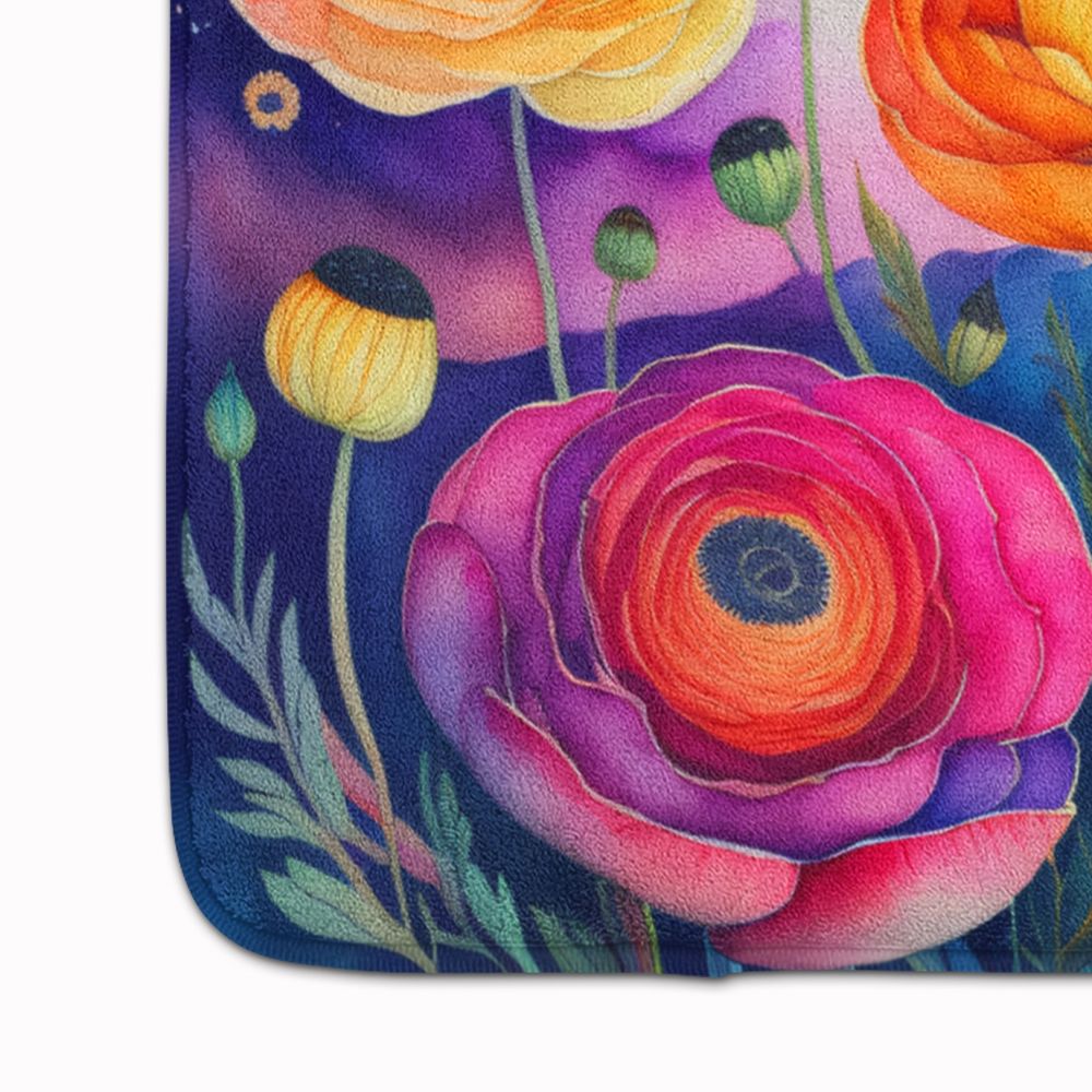 Ranunculus in Color Memory Foam Kitchen Mat Machine Washable Anti-Fatigue Mat Cushion Comfort Bath Mat or Kitchen Rug