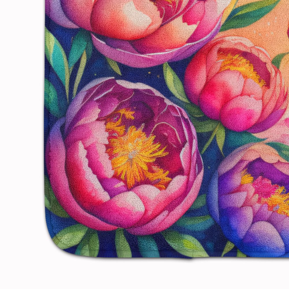 Peonies in Color Memory Foam Kitchen Mat Machine Washable Anti-Fatigue Mat Cushion Comfort Bath Mat or Kitchen Rug