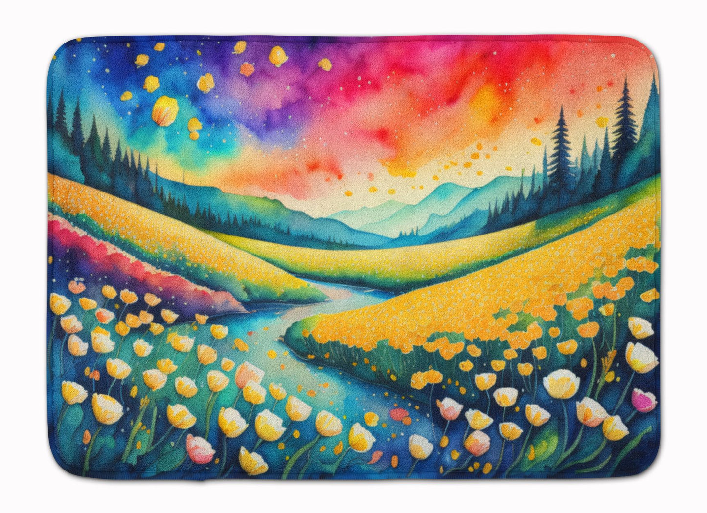 Buttercups in Color Memory Foam Kitchen Mat Machine Washable Anti-Fatigue Mat Cushion Comfort Bath Mat or Kitchen Rug