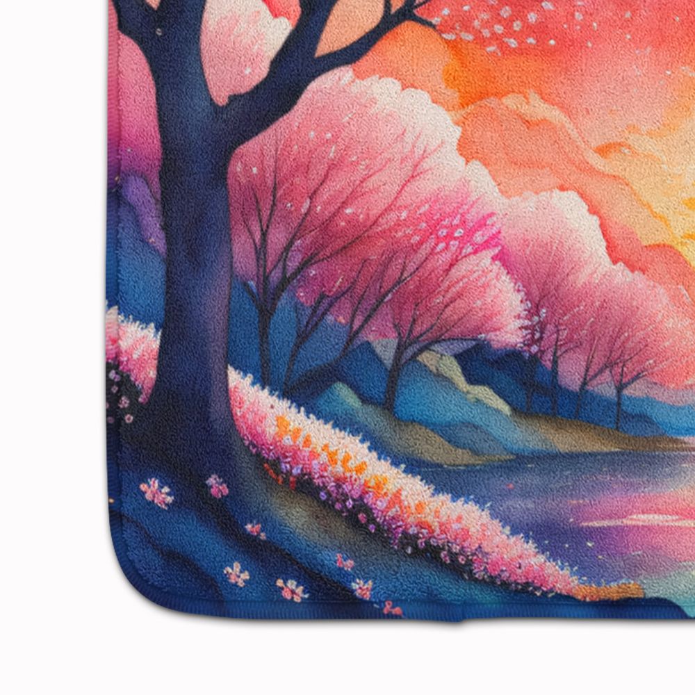 Cherry Blossom in Color Memory Foam Kitchen Mat Machine Washable Anti-Fatigue Mat Cushion Comfort Bath Mat or Kitchen Rug