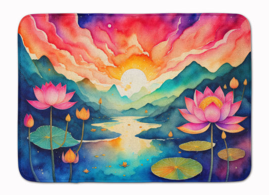 Lotus in Color Memory Foam Kitchen Mat Machine Washable Anti-Fatigue Mat Cushion Comfort Bath Mat or Kitchen Rug