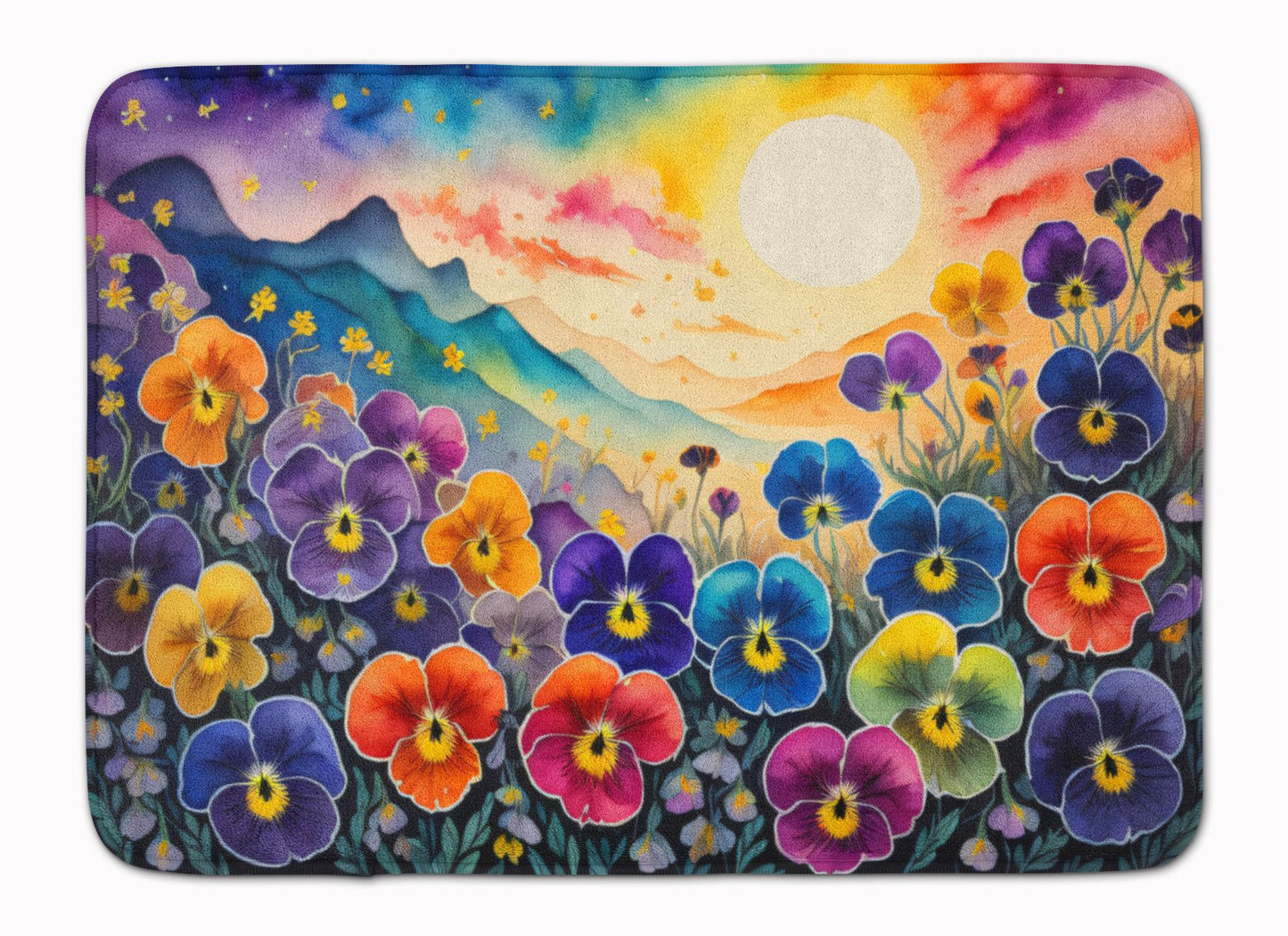 Pansies in Color Memory Foam Kitchen Mat Machine Washable Anti-Fatigue Mat Cushion Comfort Bath Mat or Kitchen Rug