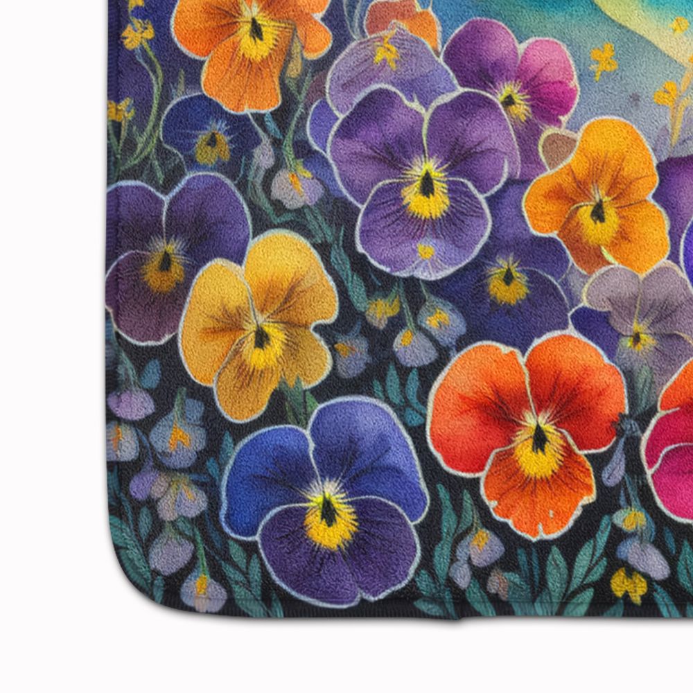 Pansies in Color Memory Foam Kitchen Mat Machine Washable Anti-Fatigue Mat Cushion Comfort Bath Mat or Kitchen Rug