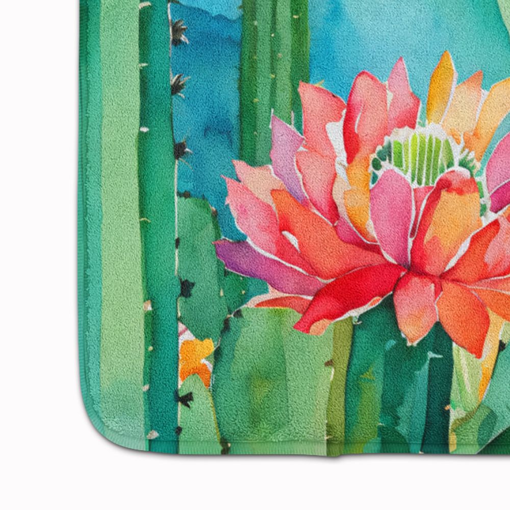 Arizona Saguaro Cactus Blossom in Watercolor Memory Foam Kitchen Mat Machine Washable Anti-Fatigue Mat Cushion Comfort Bath Mat or Kitchen Rug