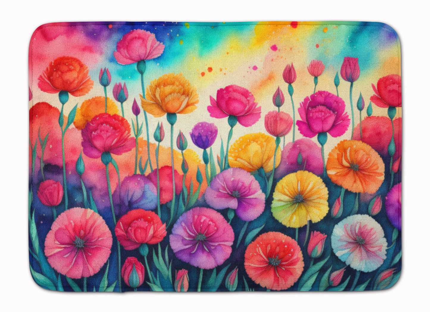 Carnations in Color Memory Foam Kitchen Mat Machine Washable Anti-Fatigue Mat Cushion Comfort Bath Mat or Kitchen Rug