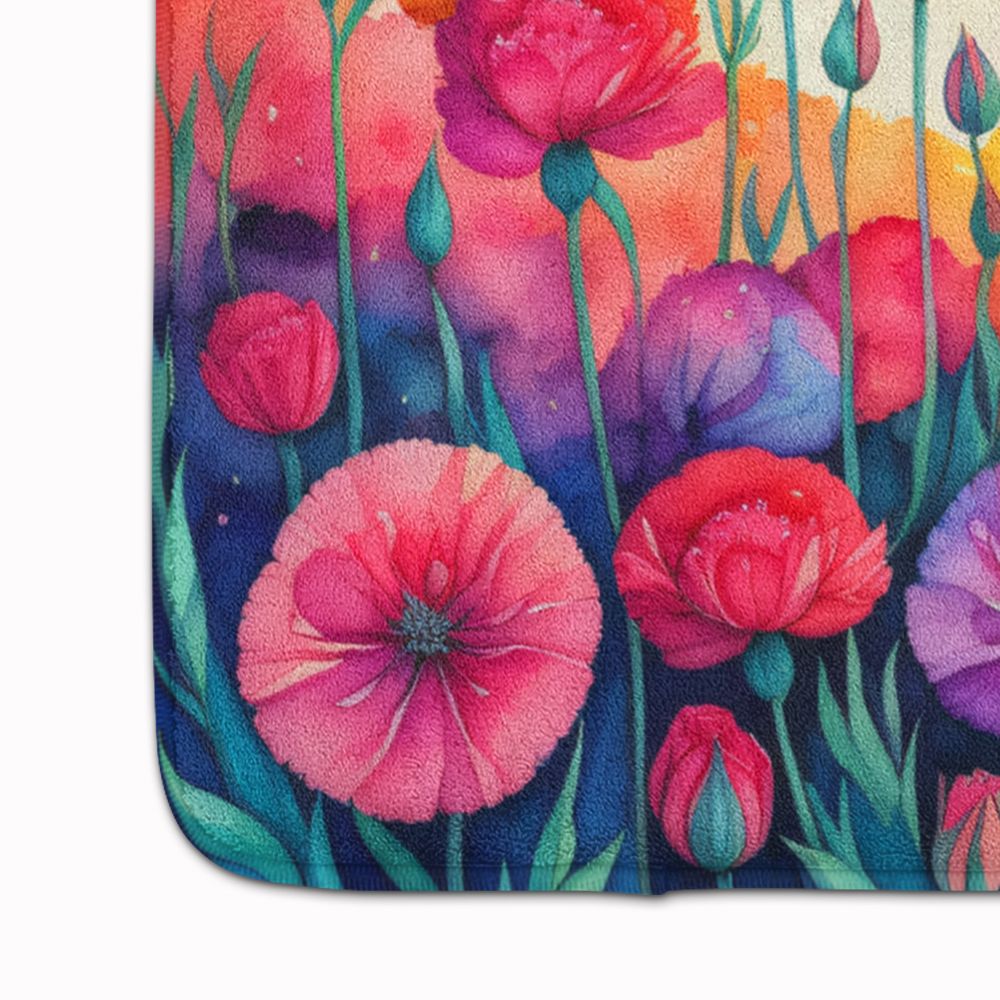 Carnations in Color Memory Foam Kitchen Mat Machine Washable Anti-Fatigue Mat Cushion Comfort Bath Mat or Kitchen Rug