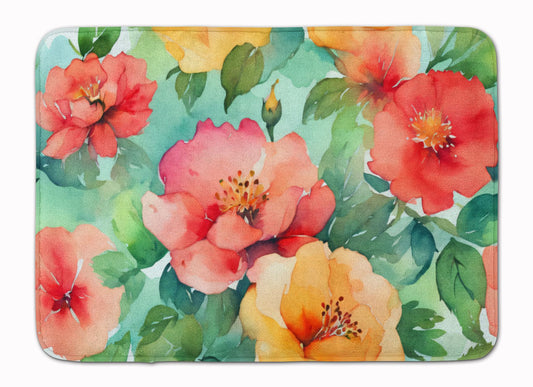 Georgia Cherokee Rose in Watercolor Memory Foam Kitchen Mat Machine Washable Anti-Fatigue Mat Cushion Comfort Bath Mat or Kitchen Rug