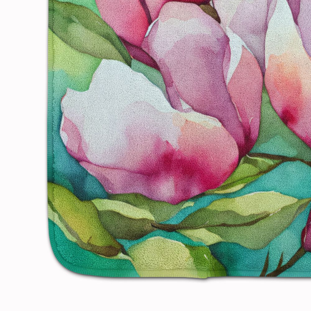 Louisiana Magnolias in Watercolor Memory Foam Kitchen Mat Machine Washable Anti-Fatigue Mat Cushion Comfort Bath Mat or Kitchen Rug