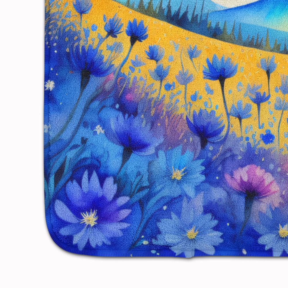 Blue Cornflowers in Color Memory Foam Kitchen Mat Machine Washable Anti-Fatigue Mat Cushion Comfort Bath Mat or Kitchen Rug
