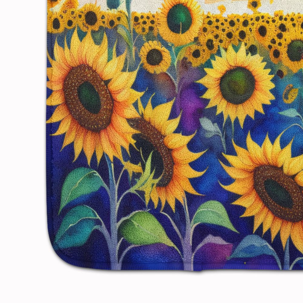 Sunflowers in Color Memory Foam Kitchen Mat Machine Washable Anti-Fatigue Mat Cushion Comfort Bath Mat or Kitchen Rug