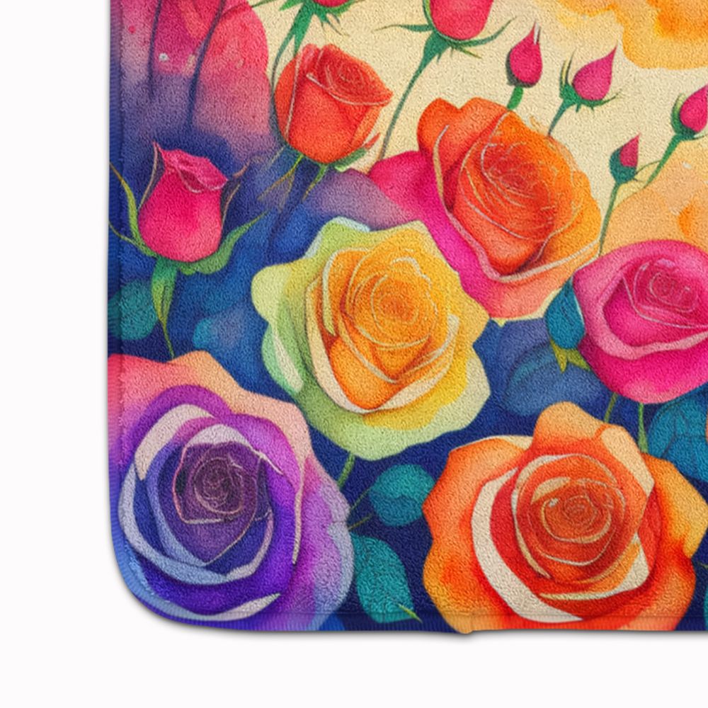 Roses in Color Memory Foam Kitchen Mat Machine Washable Anti-Fatigue Mat Cushion Comfort Bath Mat or Kitchen Rug