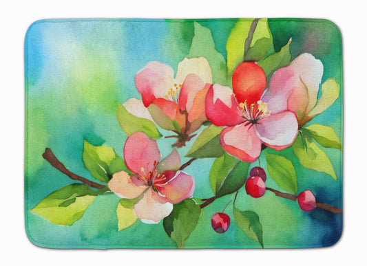 Arkansas Apple Blossom in Watercolor Memory Foam Kitchen Mat Machine Washable Anti-Fatigue Mat Cushion Comfort Bath Mat or Kitchen Rug
