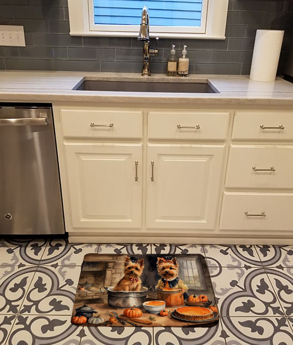 Norwich Terrier Fall Kitchen Pumpkins Memory Foam Kitchen Mat Machine Washable Anti-Fatigue Mat Cushion Comfort Bath Mat or Kitchen Rug