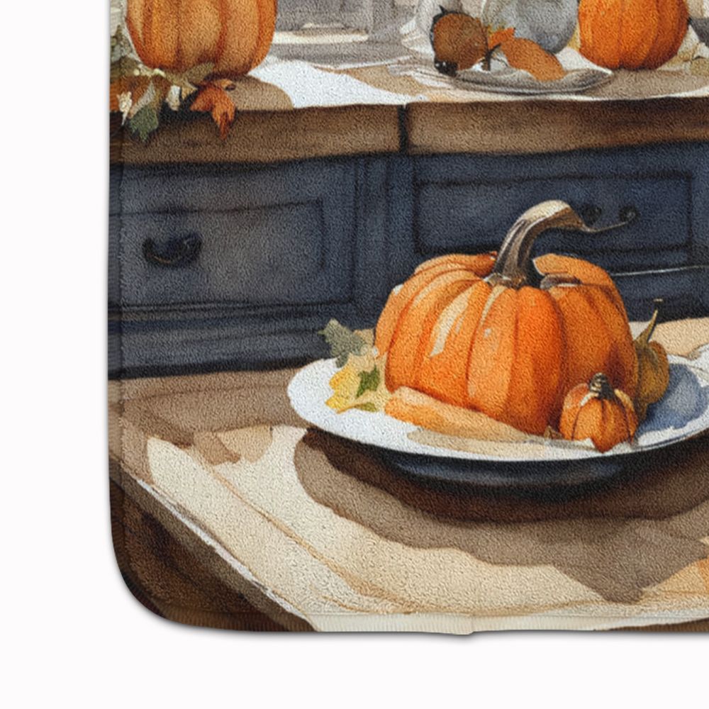 English Bulldog Fall Kitchen Pumpkins Memory Foam Kitchen Mat Machine Washable Anti-Fatigue Mat Cushion Comfort Bath Mat or Kitchen Rug