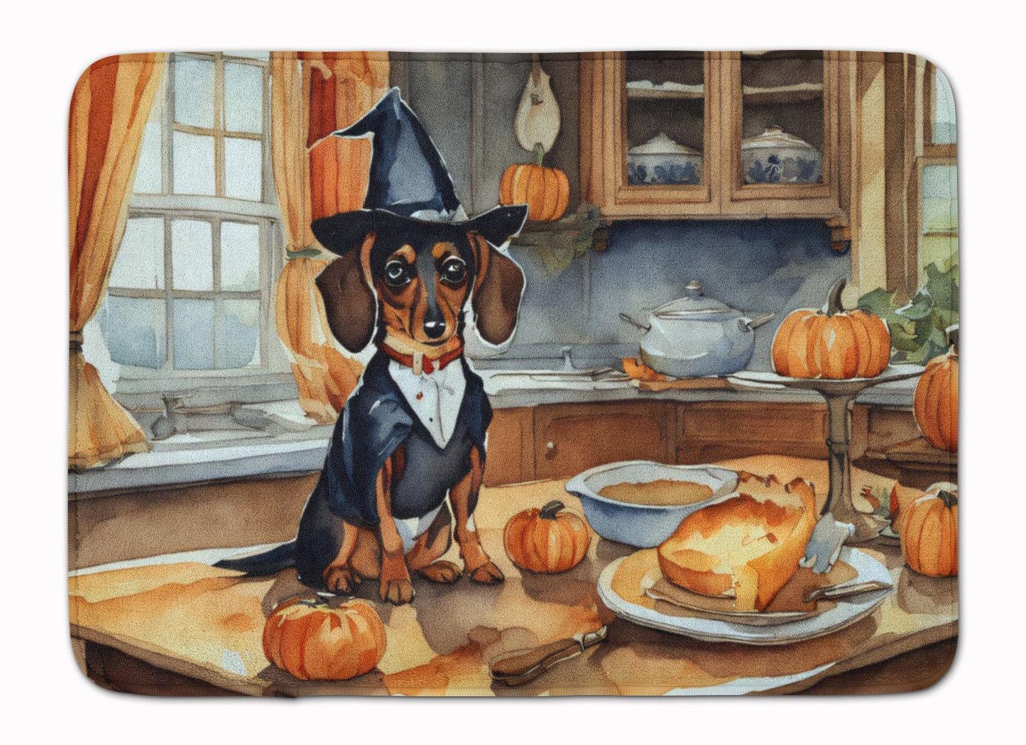 Dachshund Fall Kitchen Pumpkins Memory Foam Kitchen Mat Machine Washable Anti-Fatigue Mat Cushion Comfort Bath Mat or Kitchen Rug