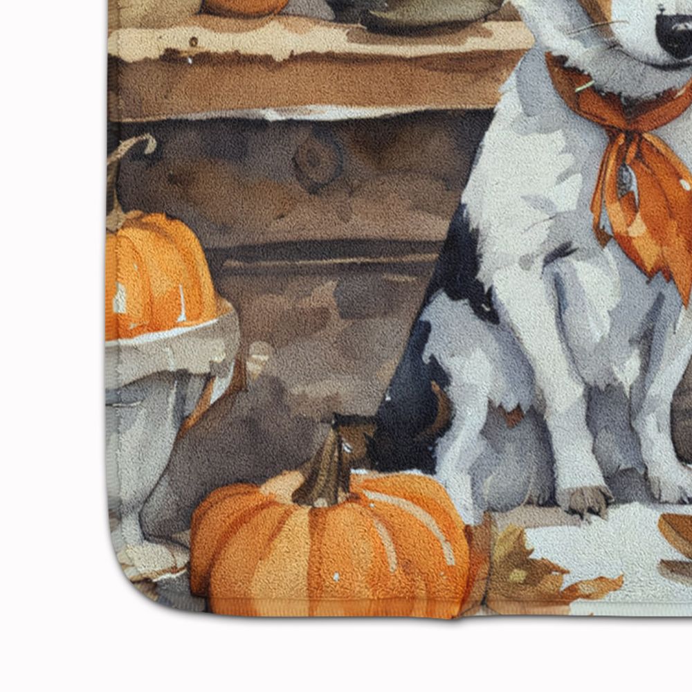 Jack Russell Terrier Fall Kitchen Pumpkins Memory Foam Kitchen Mat Machine Washable Anti-Fatigue Mat Cushion Comfort Bath Mat or Kitchen Rug
