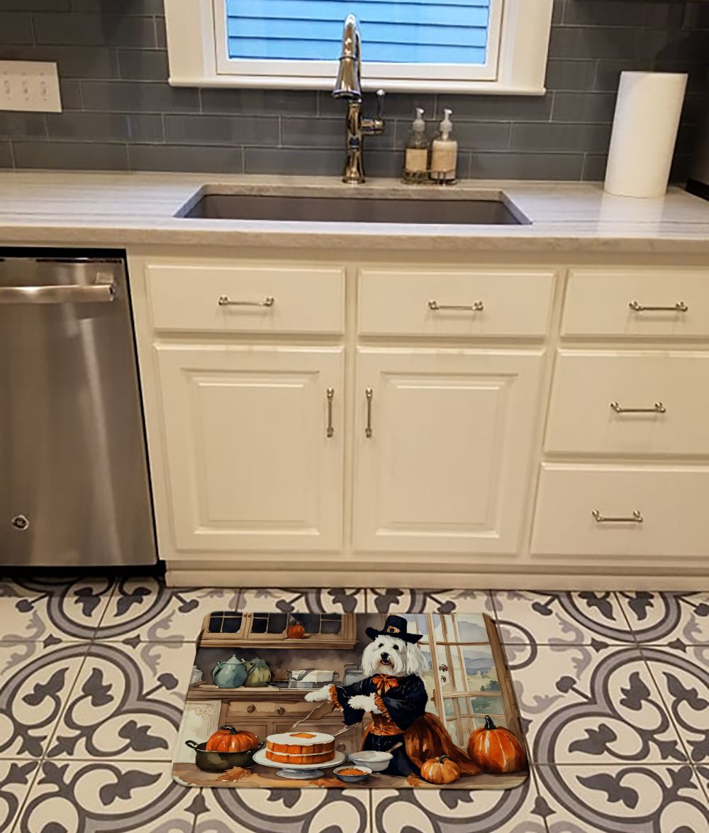 Coton De Tulear Fall Kitchen Pumpkins Memory Foam Kitchen Mat Machine Washable Anti-Fatigue Mat Cushion Comfort Bath Mat or Kitchen Rug