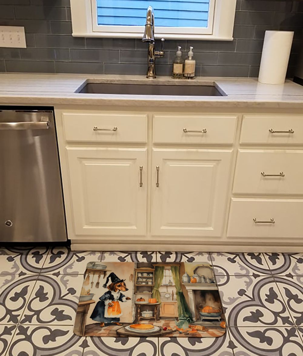 Dachshund Fall Kitchen Pumpkins Memory Foam Kitchen Mat Machine Washable Anti-Fatigue Mat Cushion Comfort Bath Mat or Kitchen Rug