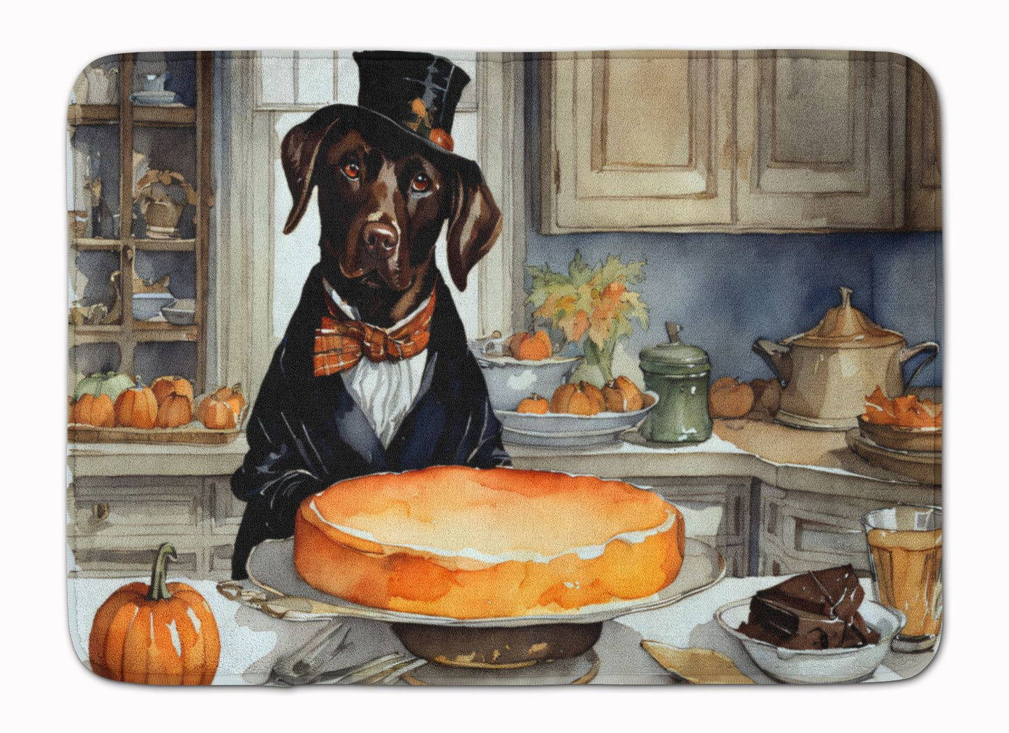 Chocolate Lab Fall Kitchen Pumpkins Memory Foam Kitchen Mat Machine Washable Anti-Fatigue Mat Cushion Comfort Bath Mat or Kitchen Rug