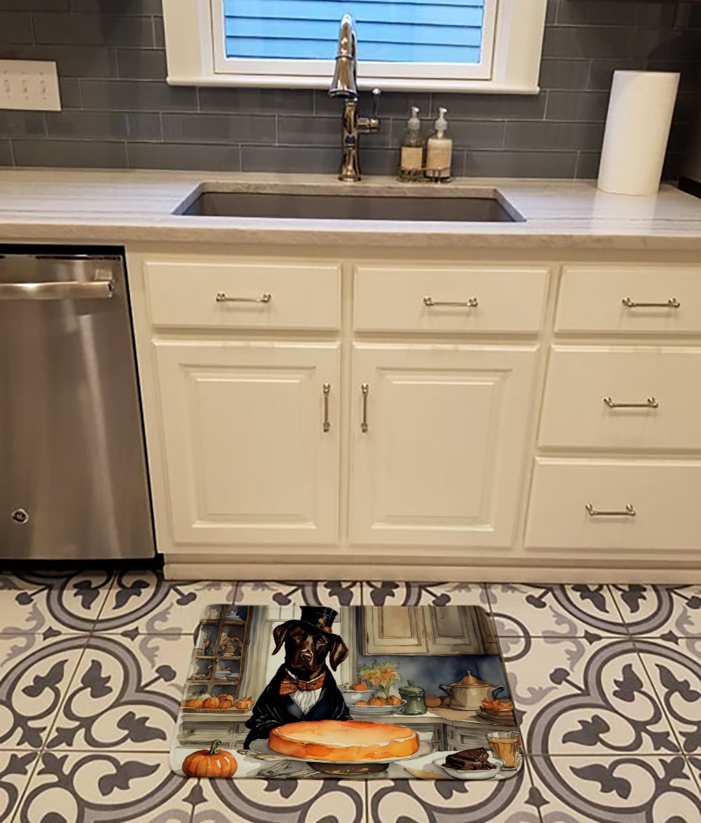 Chocolate Lab Fall Kitchen Pumpkins Memory Foam Kitchen Mat Machine Washable Anti-Fatigue Mat Cushion Comfort Bath Mat or Kitchen Rug