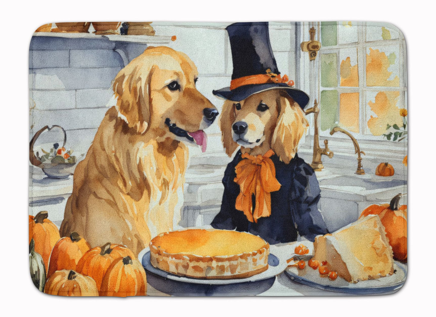 Golden Retriever Fall Kitchen Pumpkins Memory Foam Kitchen Mat Machine Washable Anti-Fatigue Mat Cushion Comfort Bath Mat or Kitchen Rug