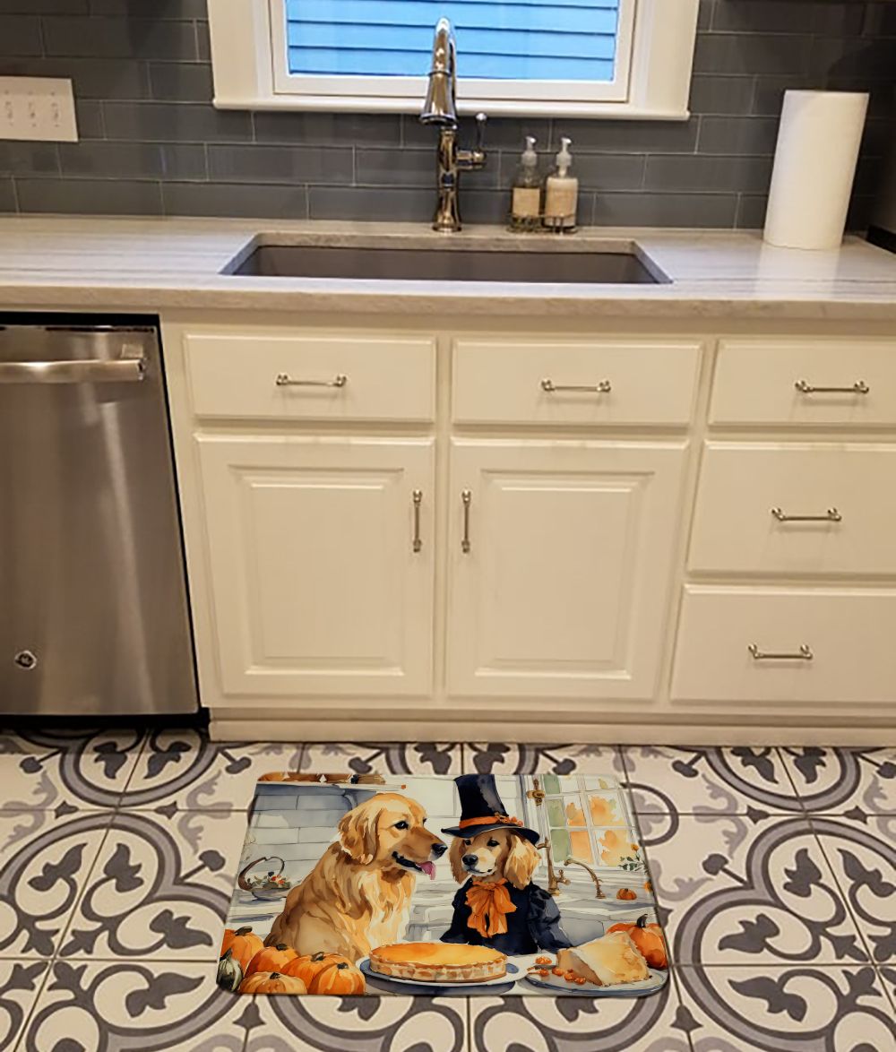 Golden Retriever Fall Kitchen Pumpkins Memory Foam Kitchen Mat Machine Washable Anti-Fatigue Mat Cushion Comfort Bath Mat or Kitchen Rug