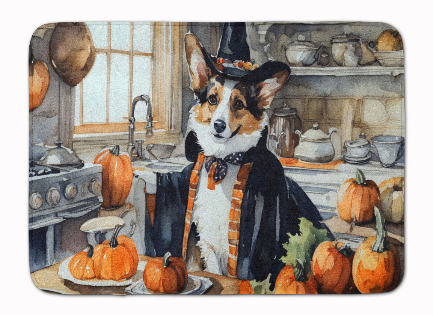 Corgi Fall Kitchen Pumpkins Memory Foam Kitchen Mat Machine Washable Anti-Fatigue Mat Cushion Comfort Bath Mat or Kitchen Rug
