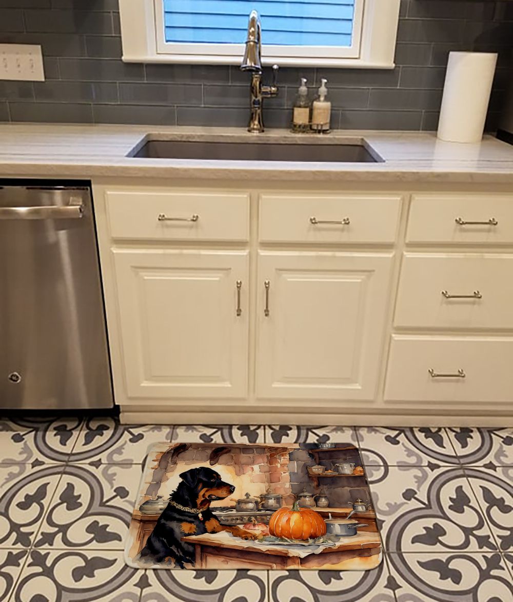Rottweiler Fall Kitchen Pumpkins Memory Foam Kitchen Mat Machine Washable Anti-Fatigue Mat Cushion Comfort Bath Mat or Kitchen Rug