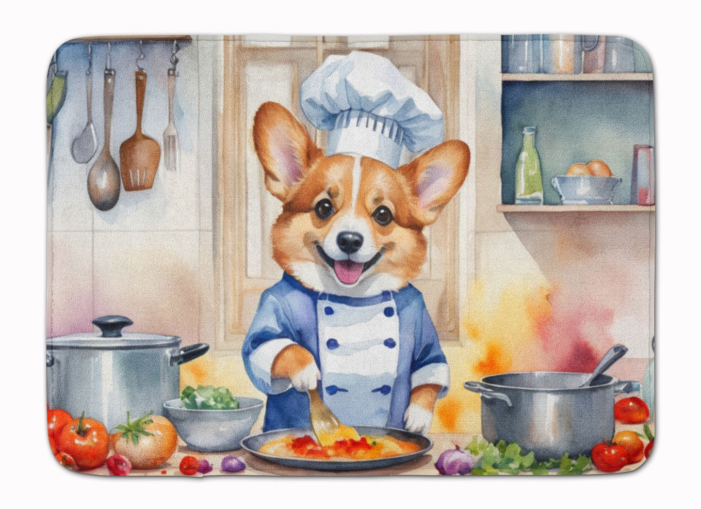 Corgi The Chef Memory Foam Kitchen Mat Machine Washable Anti-Fatigue Mat Cushion Comfort Bath Mat or Kitchen Rug