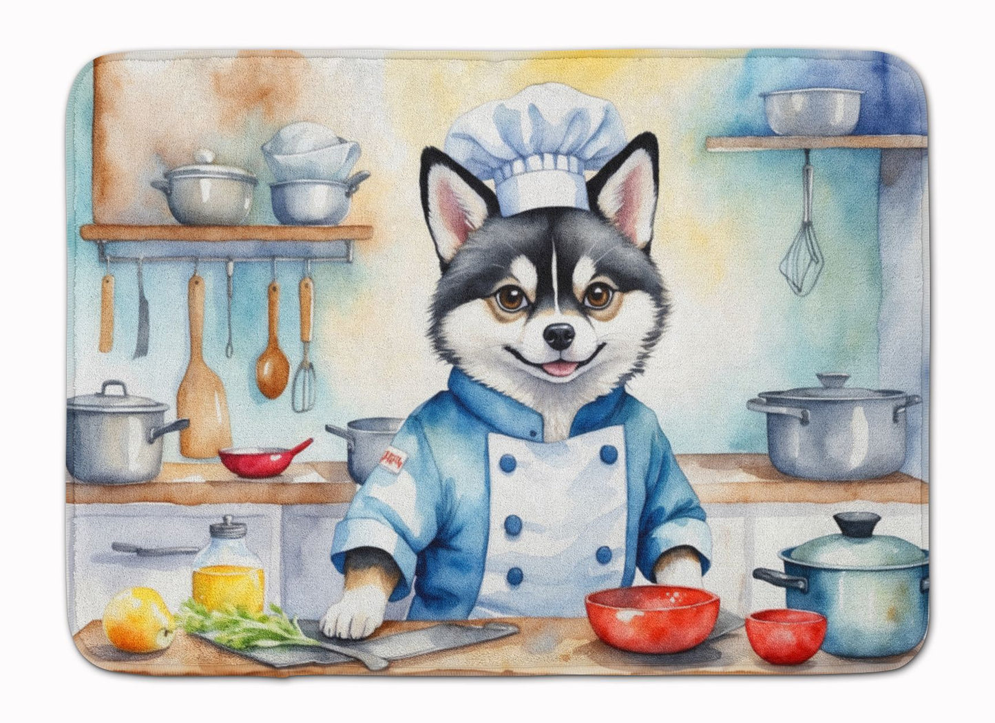 Alaskan Klee Kai The Chef Memory Foam Kitchen Mat Machine Washable Anti-Fatigue Mat Cushion Comfort Bath Mat or Kitchen Rug