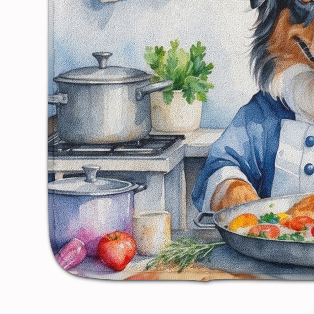 Australian Shepherd The Chef Memory Foam Kitchen Mat Machine Washable Anti-Fatigue Mat Cushion Comfort Bath Mat or Kitchen Rug