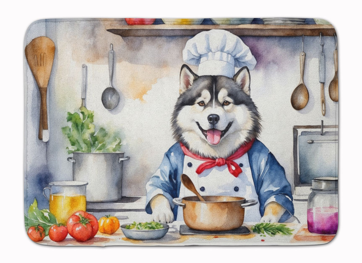Alaskan Malamute The Chef Memory Foam Kitchen Mat Machine Washable Anti-Fatigue Mat Cushion Comfort Bath Mat or Kitchen Rug