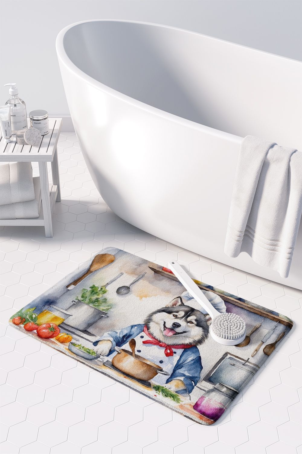 Alaskan Malamute The Chef Memory Foam Kitchen Mat Machine Washable Anti-Fatigue Mat Cushion Comfort Bath Mat or Kitchen Rug