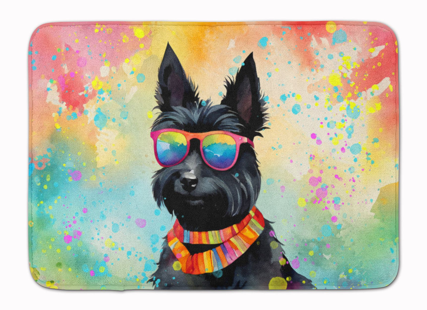 Scottish Terrier Hippie Dawg Memory Foam Kitchen Mat Machine Washable Anti-Fatigue Mat Cushion Comfort Bath Mat or Kitchen Rug