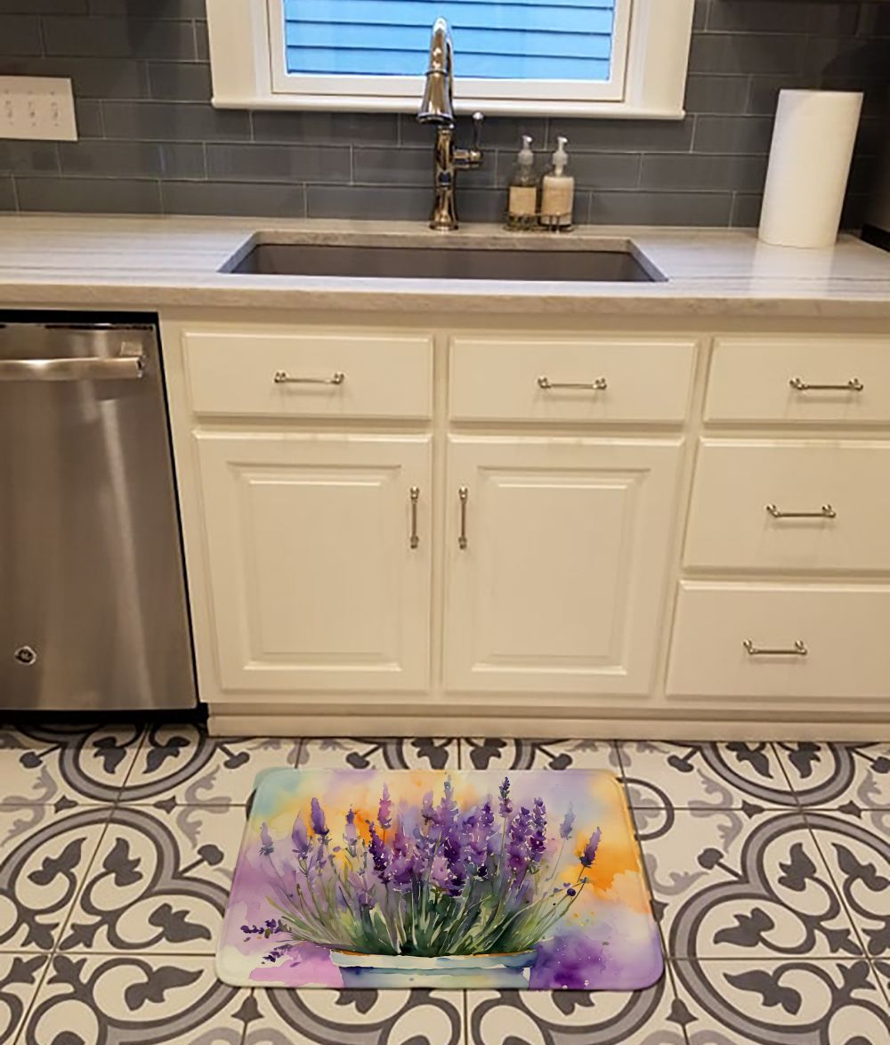 Lavender in Watercolor Memory Foam Kitchen Mat Machine Washable Anti-Fatigue Mat Cushion Comfort Bath Mat or Kitchen Rug