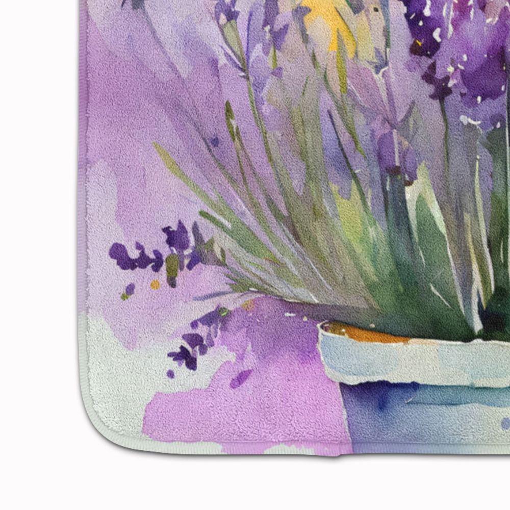 Lavender in Watercolor Memory Foam Kitchen Mat Machine Washable Anti-Fatigue Mat Cushion Comfort Bath Mat or Kitchen Rug