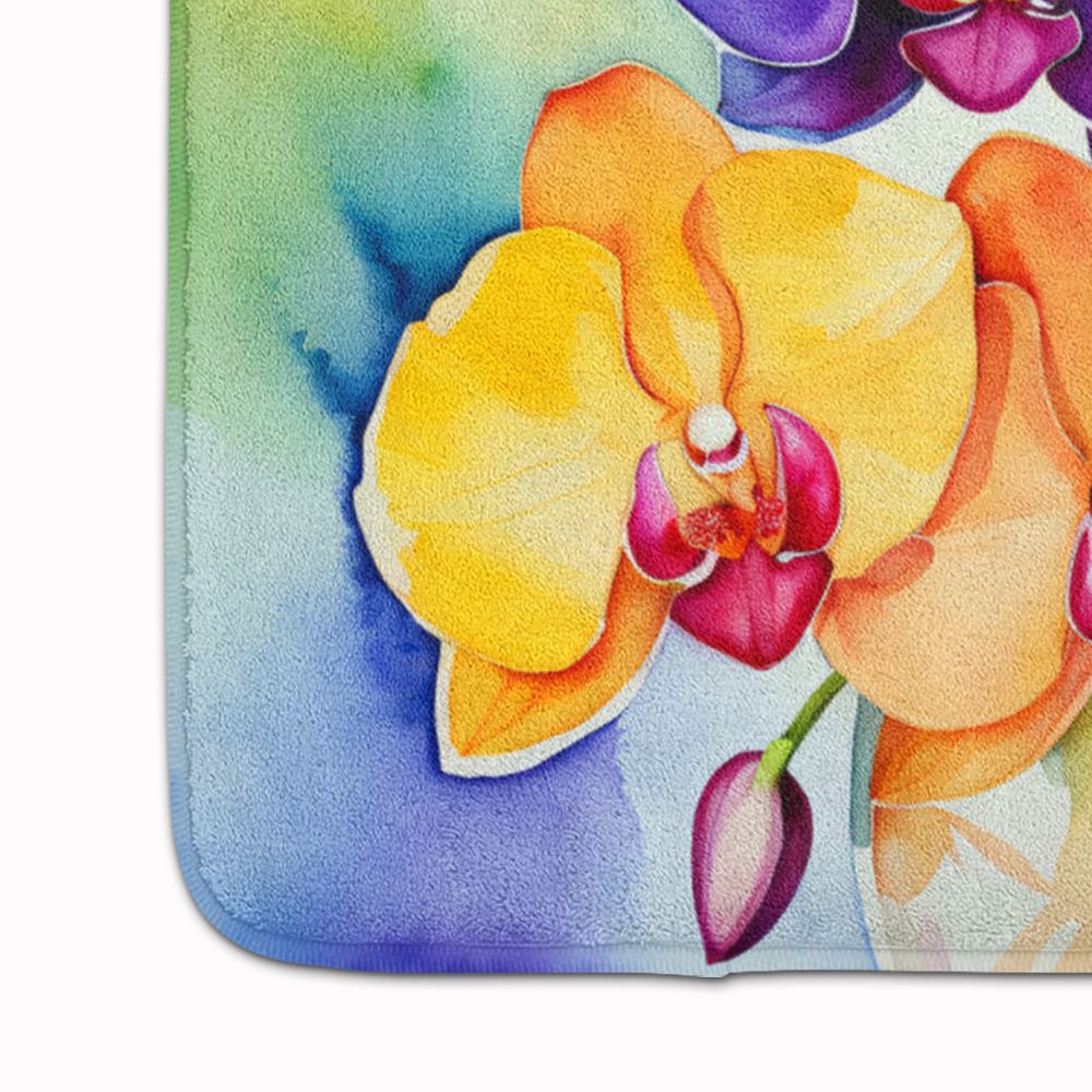 Orchids in Watercolor Memory Foam Kitchen Mat Machine Washable Anti-Fatigue Mat Cushion Comfort Bath Mat or Kitchen Rug