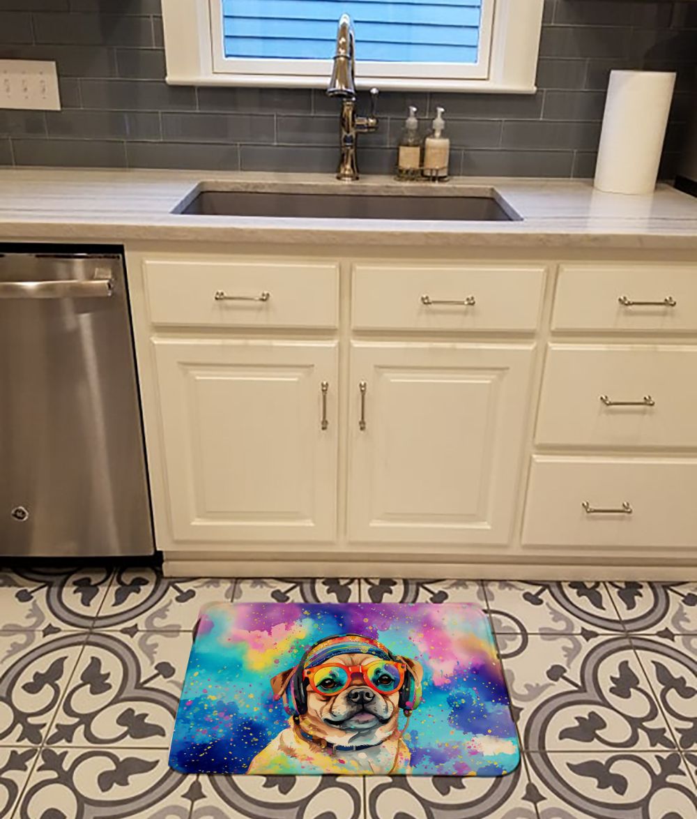 Pug Hippie Dawg Memory Foam Kitchen Mat Machine Washable Anti-Fatigue Mat Cushion Comfort Bath Mat or Kitchen Rug