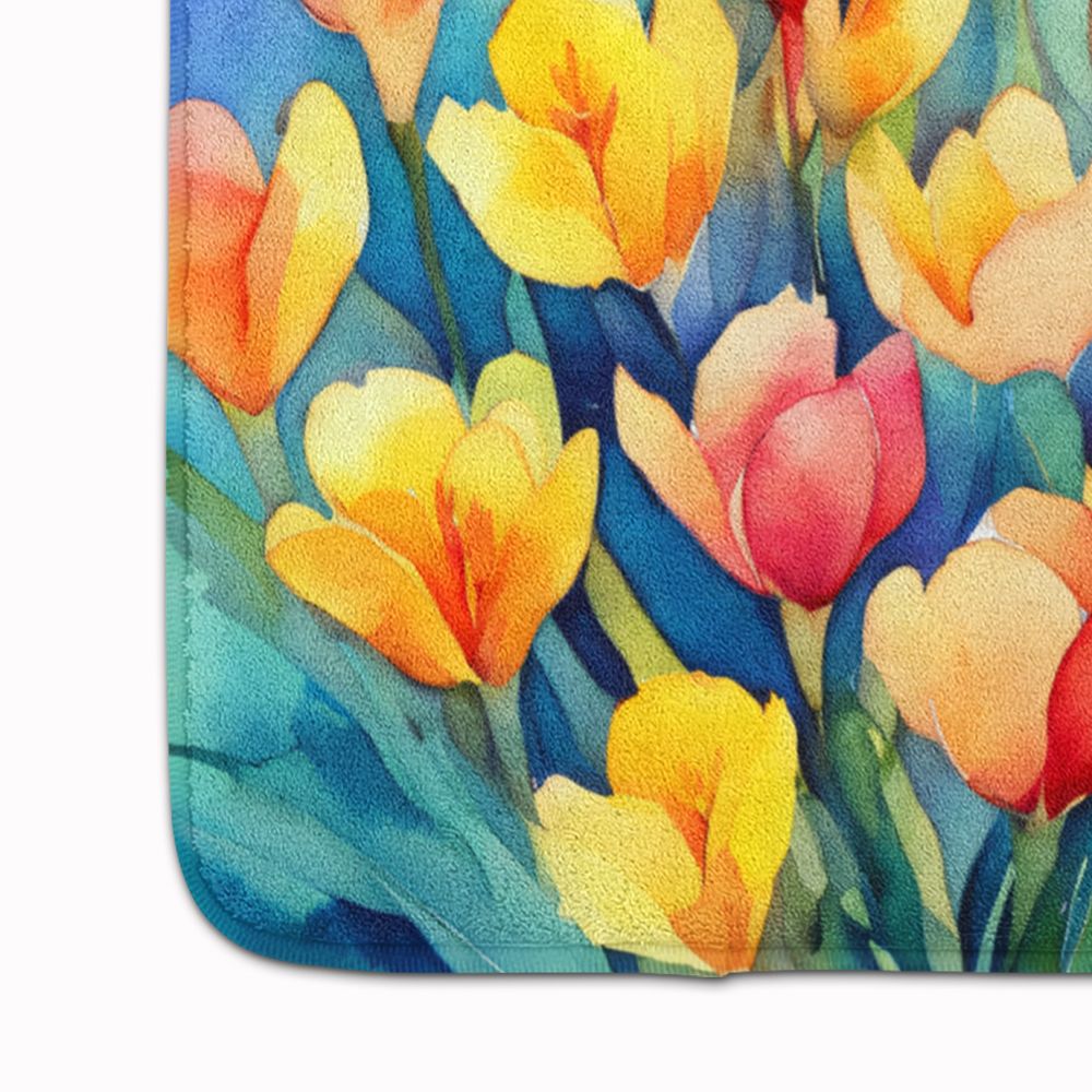 Freesias in Watercolor Memory Foam Kitchen Mat Machine Washable Anti-Fatigue Mat Cushion Comfort Bath Mat or Kitchen Rug