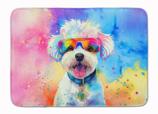 Bichon Frise Hippie Dawg Memory Foam Kitchen Mat Machine Washable Anti-Fatigue Mat Cushion Comfort Bath Mat or Kitchen Rug
