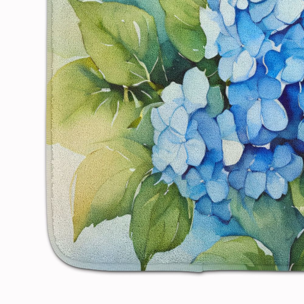 Hydrangeas in Watercolor Memory Foam Kitchen Mat Machine Washable Anti-Fatigue Mat Cushion Comfort Bath Mat or Kitchen Rug