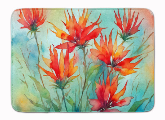 Wyoming Indian Paintbrush in Watercolor Memory Foam Kitchen Mat Machine Washable Anti-Fatigue Mat Cushion Comfort Bath Mat or Kitchen Rug