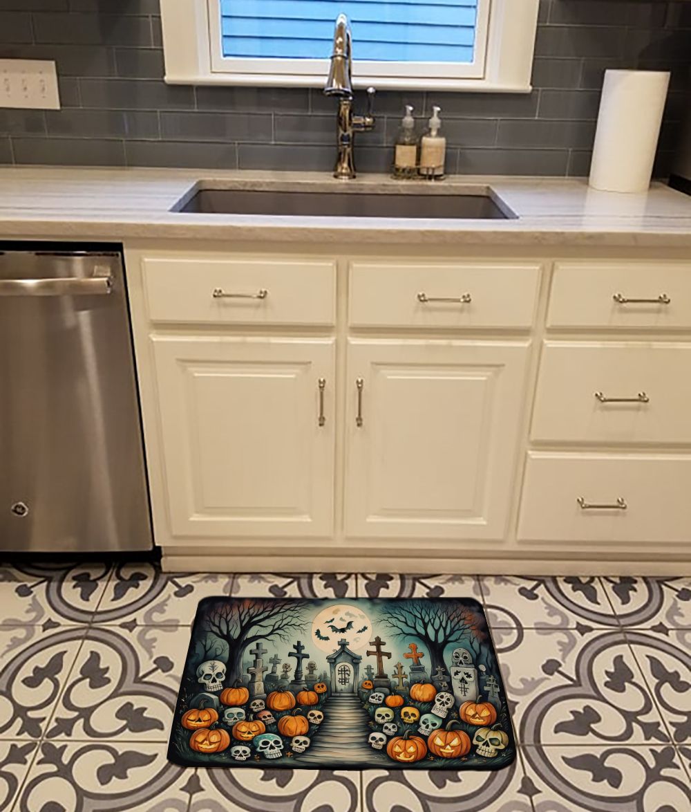Calaveras Sugar Skulls Spooky Halloween Memory Foam Kitchen Mat Machine Washable Anti-Fatigue Mat Cushion Comfort Bath Mat or Kitchen Rug