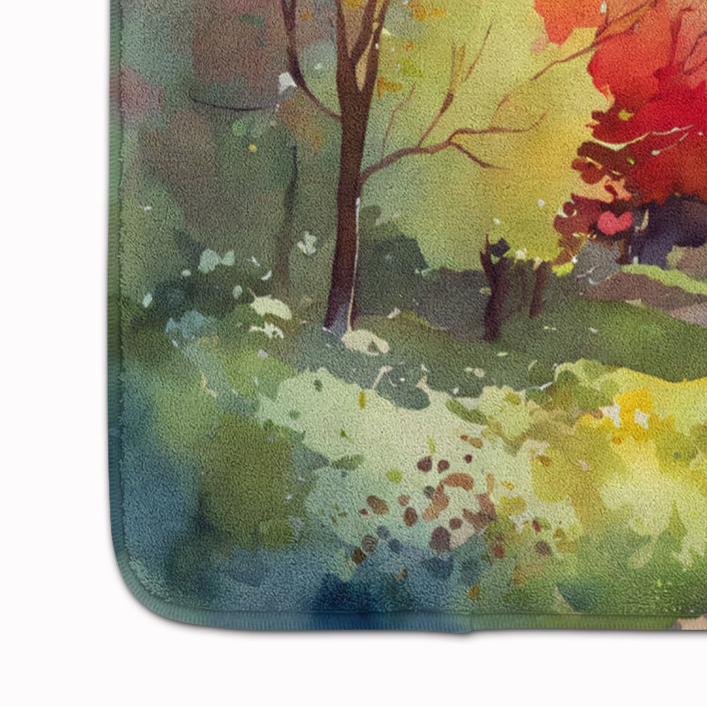 North Carolina Dogwoods in Watercolor Memory Foam Kitchen Mat Machine Washable Anti-Fatigue Mat Cushion Comfort Bath Mat or Kitchen Rug