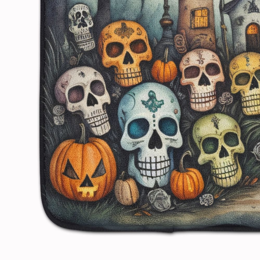 Calaveras Sugar Skulls Spooky Halloween Memory Foam Kitchen Mat Machine Washable Anti-Fatigue Mat Cushion Comfort Bath Mat or Kitchen Rug