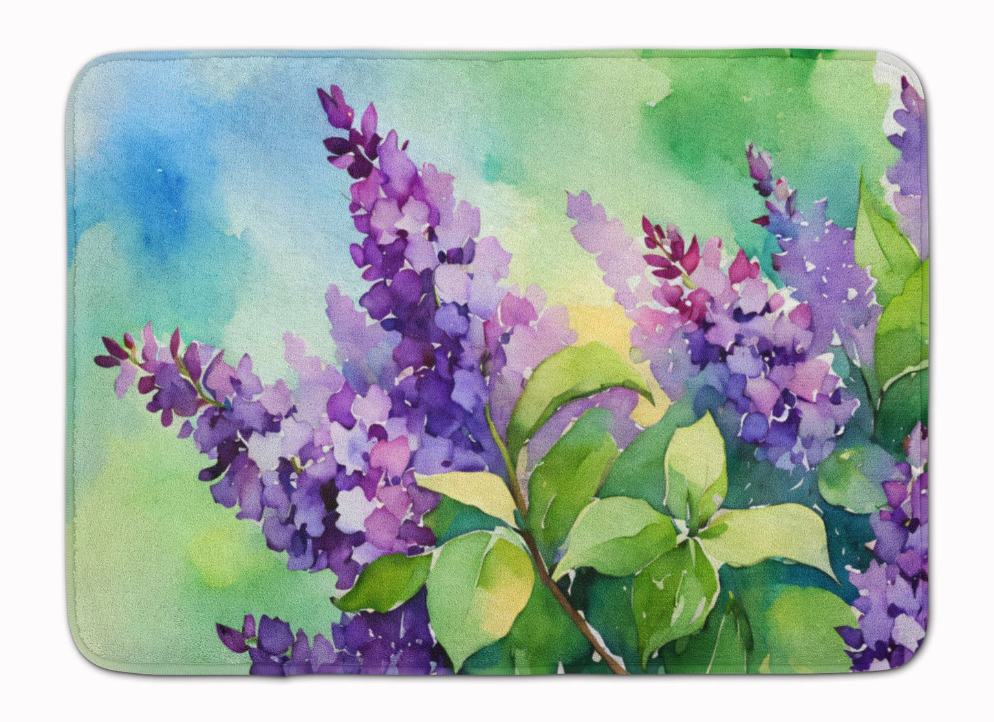New Hampshire Purple Lilac in Watercolor Memory Foam Kitchen Mat Machine Washable Anti-Fatigue Mat Cushion Comfort Bath Mat or Kitchen Rug