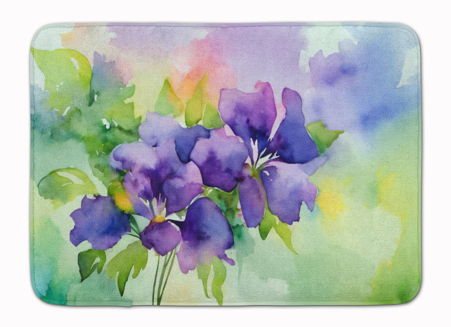 New Jersey Violet in Watercolor Memory Foam Kitchen Mat Machine Washable Anti-Fatigue Mat Cushion Comfort Bath Mat or Kitchen Rug